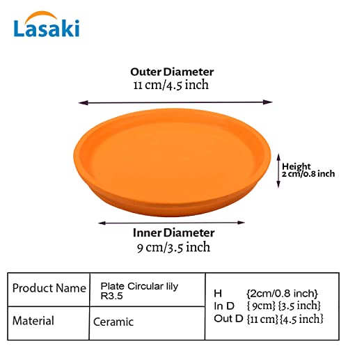 Image of Lasaki Round Ceramic Trays (Plates Saucers) for Pots, planters, Flower, Succulent(Set of 2,Lily,3.5 inch) R3.5(Plants not Included)
