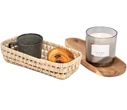 Bohome Living - Panier de Rangement en Osier, Corbeille à pain, Cosmétiques, Câbles, Fait Main (27 x 12cm)