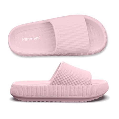 PAMMYS Originals Damen-Sandalen - Bequeme Sommer-Slides aus 100% Eva - Vegan & BPA-Frei - rutschfeste Badelatschen für Strand, Stadt, Garten & Pool - Rosa - Größe 40/41