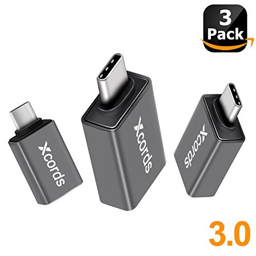 USB C Adapter, Xcords 3-Pack Hi-Speed USB-C to USB 3.0 Adapter for USB Type-C Devices Including Samsung S9/S9 Plus,S8/S8 Plus,LG G6 G5,MacBook Pro,ChromeBook Pixel,Nexus 5X,Nexus 6P and More(Grey)