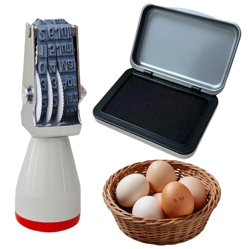 Eierstempel Datum Eier Datumstempel Datum Stempel Tag Monat Ohne Jahr für Hühner Enten Wachteleier alle Eierarten Kompakt Mini Stempelset (Schwarz Weißes Rad)