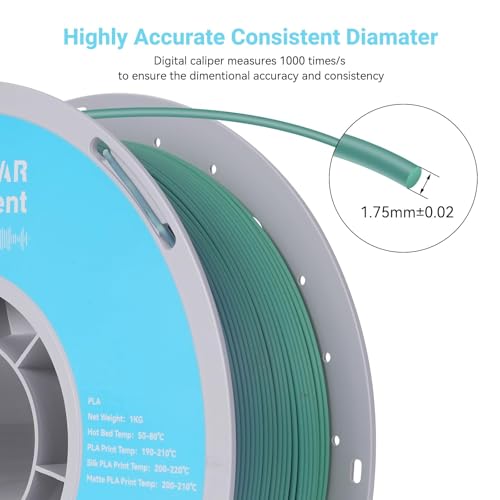 Image of TECSONAR Matte Rainbow PLA 3D Printer Filament, 1KG Spool(2.2lbs) 1.75mm PLA Fast Color Change 3D Printing Material,Gradient Filament for Most FDM 3D Printers, Red Coral