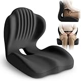 Memory Foam Cushion for Office Chair - Ergonomic L-Shaped Car Seat Cushion and Lumbar Support for Back Pain Relief Sciatica & Hip & Coccyx Pain Relief for Long Sitting Office Workers, Car Drivers