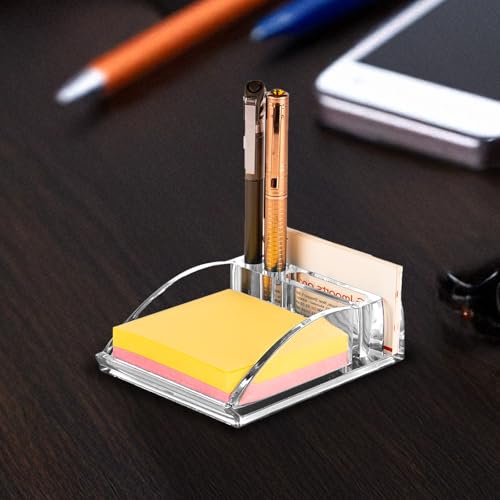 Image of GROB Prismo Acrylic Slip & Stationery holder| Transparent Acrylic Desk Organizer |Slip Design for Papers, Angled Compartments for Stationery, Non-Slip Base| Smart Living Products