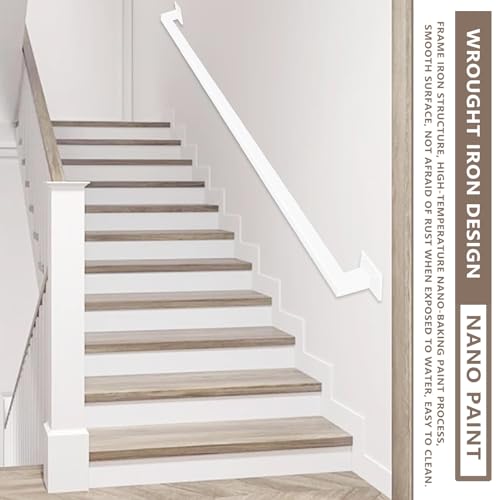 Rampe d'escalier blanche de 240 cm avec pièces d'escalier murales - 6