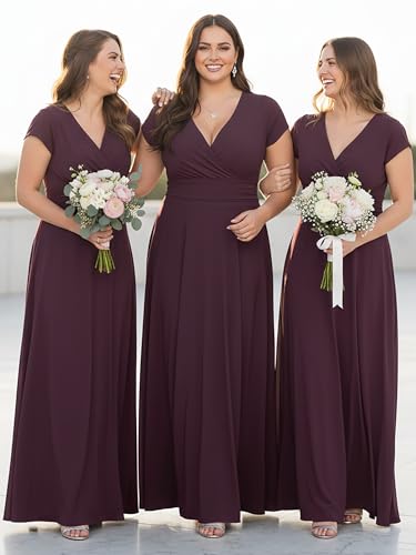Image of KOH KOH Womens Sexy Cap Short Sleeve V-Neck Flowy Cocktail Gown