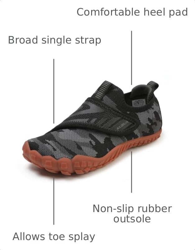 Image of KUBUA Multifunctional Kids Water Shoes Boys Girls Quick Dry Swim Aqua Socks | Wide Toe Box, Lightweight, Barefoot-Style, Breathable, Beach, Pool, Kayak, Water Parks, Hiking, Toddler, Little Kid, Big Kid