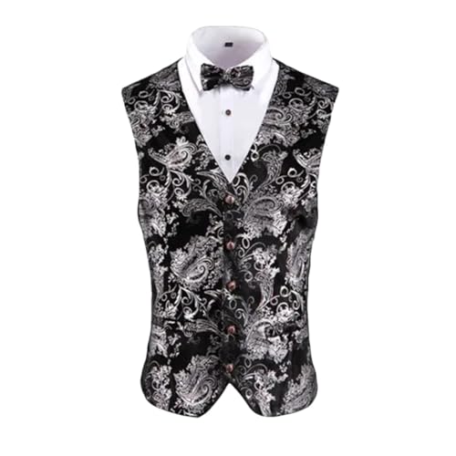 Men’S Steampunk Sleeveless V-Neck Vest Coat Single Breasted Slim Fit Chic Waistcoat For Business Wedding Party