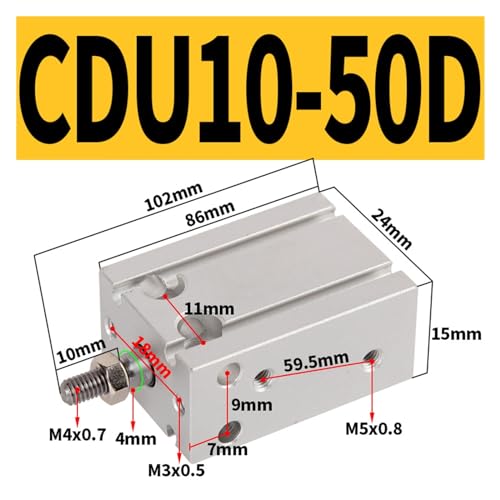 Cilindro de instalación libre multiposición tipo CDU con carrera regulable 3