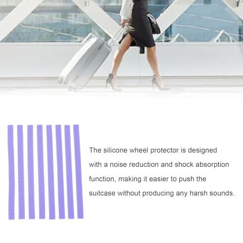 YUYTE 8Pcs Luggage Wheel Covers, Noise Reduction Silicone Protective Covers for Suitcases Spinner Wheel and Household Chairs (Purple)4