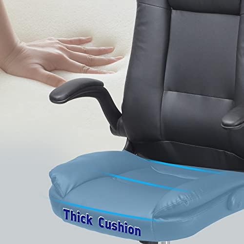 Play haha.Boss chair office chair computer chair swivel chair ergonomic leather chair comfortable and soft adjustable armrests (Black)