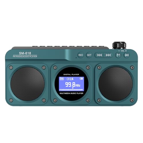 Small Digital FM Radio Bluetooth Speaker, Handheld Rechargeable Radio, Support USB/Micro SD Card MP3 Play for Travel Home, No AM