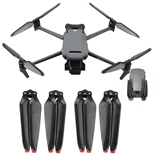 iEago RC Mavic 3 Carbon Fiber Propellers Foldable Props Low Noise Quick Release Blades CW & CCW Propellers for DJI Mavic 3 Drone Accessories, 2 Pairs, Black
