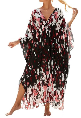 cthseie Women Animal Print Kaftan Dresses Plus Size Swimsuit Coverup 2025 Summer Bathing Suit Caftan Loungewear Beach Dress