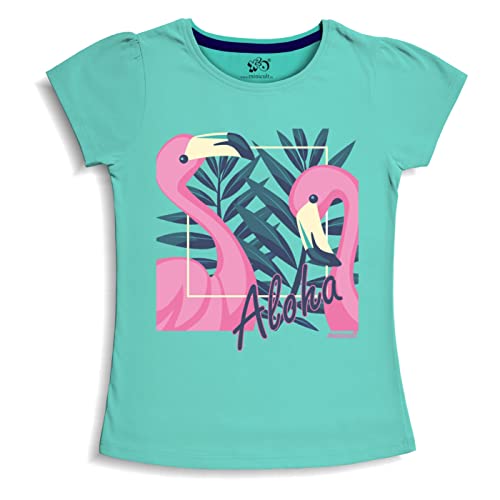 Image of X2O Girls Half sleeeves Cotton Tshirt with Cute Prints and Colorfull (Unicorn)(Pack of 1)