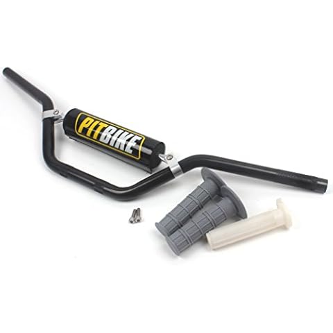 Motorcycle 7/8" 22MM Handlebar Black Handle Bar + Foam Pad + Gray Grips Compatible with CRF YZF KXF KLX RMZ DRZ Pit Dirt Bike Motocross Cover