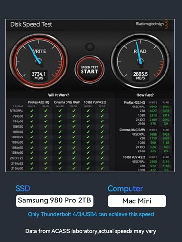 Image of ACASIS 40Gbps M.2 NVMe SSD Enclosure, Only Compatible with Thunderbolt 4 /3 USB4,TBU405 Air for M1 M2 Pro /Max, Tool Free Installation, Support M-Key Interface B+M 2280 SSD Size