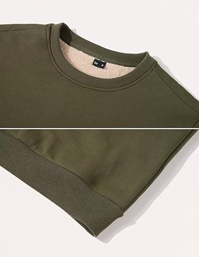 Image of Tansozer Mens Fleece Crewneck Sweatshirt Warm Sherpa Lined Thick Pullover Long Sleeve Tops Shirts
