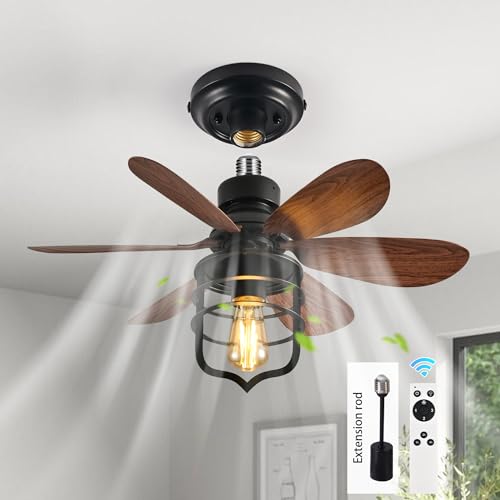 Image of Garwarm 20 inch Socket Fan Light with Remote, Socket Ceiling Fan with Light E26