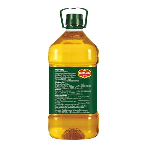 Image of Del Monte Pomace Olive Oil (Imported) | All purpose cooking oil for everyday Indian cooking | Ideal for deep frying, roasting, baking | High MUFA & Low in Saturated Fat | 5L PET Bottle (Pack of 3)