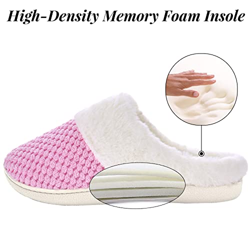VONMAY Women's Slip on Fuzzy House Slippers Comfy Coral Velvet, Plush Faux Fur Soft Bedroom Shoes with Memory Foam2