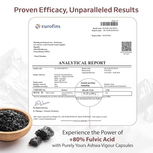 Image of Purely Yours Shilajit /Shilajeet Capsules w / 80% Fulvic Acid & KSM 66 Ashwagandha | eq. 8100mg /Serving | Boost Stamina, Strength & Muscle Growth | 60 Capsules