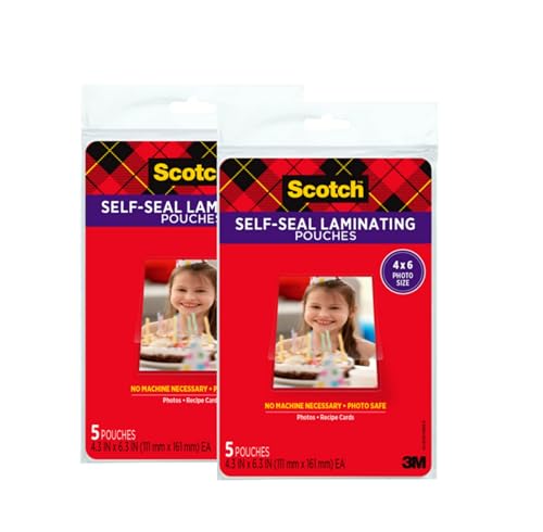 Image of Scotch(R) Self-Sealing Laminating Pouches, Gloss Finish, 4 x 6 Inches (PL900G) (Pack of 2)