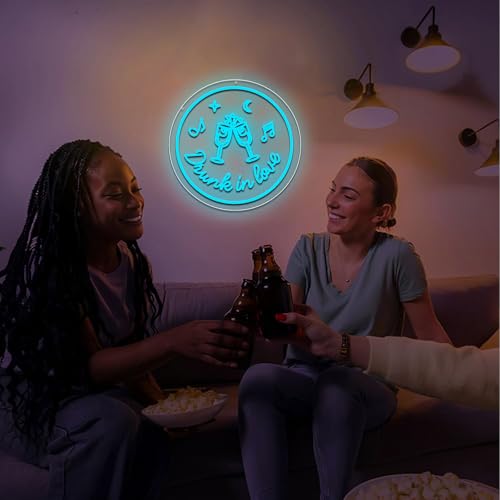 Image of ENUOLI Neon Signs,Wine Bar Sign for Home, Dimmable Wine Glass Neon Light Lamps Round Acrylic Wine Glass Bar LED Sign for Home Bar, Pub, Cafe, Basement Wall Decor
