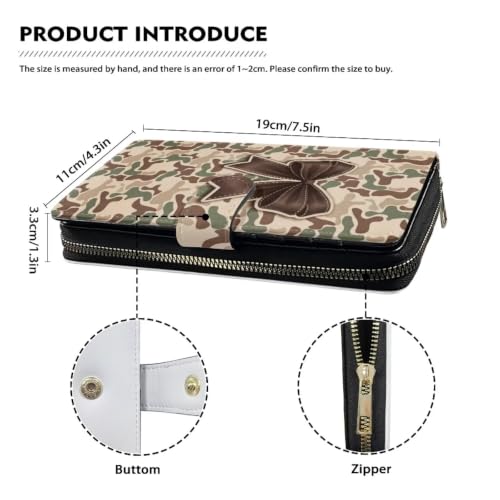 Image of COEQINE Ladies Wallets Pink Leopard Heart Black Printed Leather Phone Long Clutch Purses Check Coin Change Holder