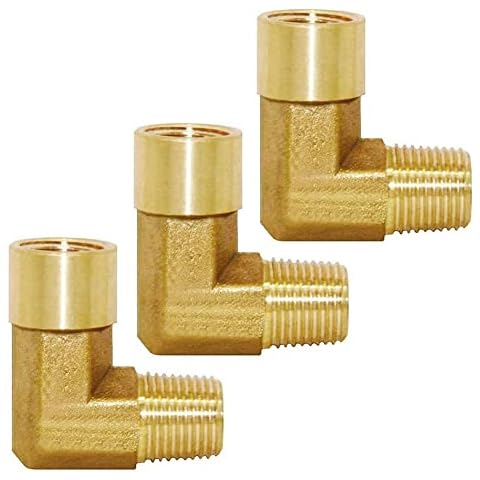 Joywayus 1/4" NPT Male x 1/4" NPT Female 90-Degree Elbow Pipe Fitting Forged Brass Right Angle (Pack of 3) Cover
