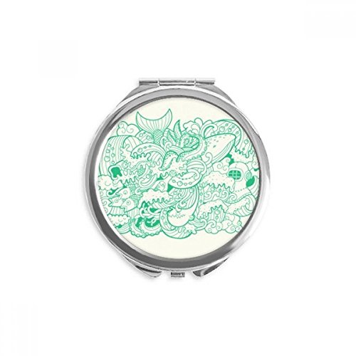 Miroir rond de poche poisson et requin 2,6" de diamètre