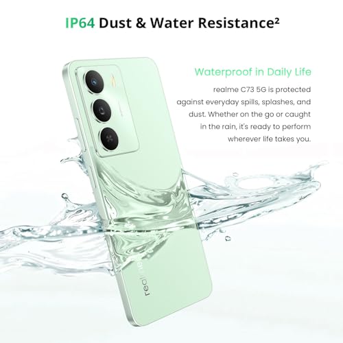 Image of realme C73 5G Smartphone 4+128GB,6.67-inch Screen, 120Hz Display,6000mAh Battery, 40MP Camera, MediaTek Dimensity 6300 Processor, IP64, Jade Green