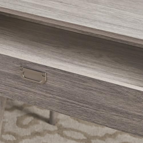 Image of Aero Study Desk Modern Writing Table with Storage Drawer and Built in Hutch | Workstation Vanity Table for Students | Space Gray
