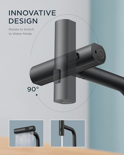 FORIOUS Touchless Waterfall Kitchen Faucets, Black Kitchen Sink Faucet with Pull Down Sprayer, Stainless Steel Modern Contemporary Kitchen Faucet Hands-Free for Laundry Bar Rv Farmhouse