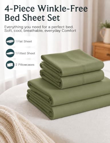 Image of Full Size Sheets, Cooling & Soft Deep Pocket Bed Sheet Set, 4PC