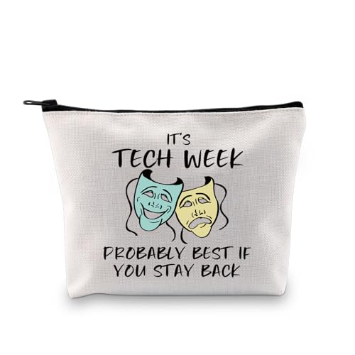 PLITI Theater Tech Week Gifts Theatre Musical Makeup Bag Theatre Crew Gift It's Tech Week Comedy Tragedy Masks Gift (Tech Week bagU)