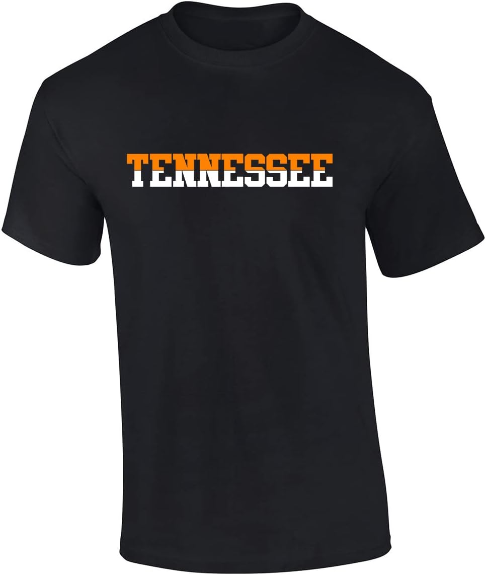Mens Tennessee Tshirt TN Two Tone Orange and White Football Sports Fan Short Sleeve T-Shirt Graphic Tee