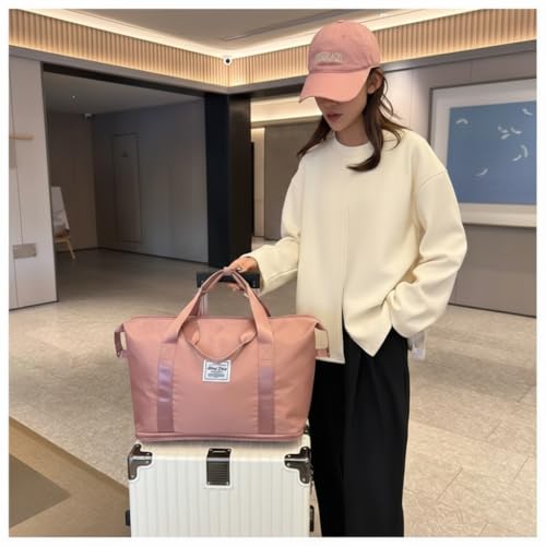Image of WILDHORN 40 Liters Nylon Expandable Travel Duffle Bag for Men & Women, Waterproof Weekender Luggage Bag, Foldable Gym & Overnight Travel Hand Bag with Wet & Dry Compartment (Pink)