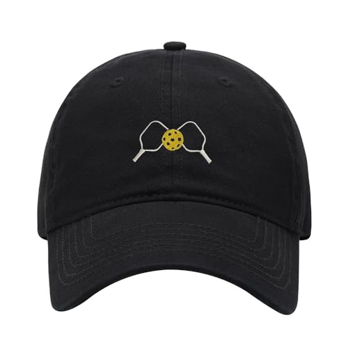 L8502-LXYB Baseball Cap for Men Women Pickleball Paddle - 01 Embroidered Washed Cotton Dad Hat Baseball Caps (Black)