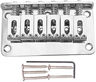 78MM Metal Fixed Hardtail Saddle Bridge Top Load Guitar Tailpiece for 6 String Fender Strat Tele Electric Guitar, Chrome