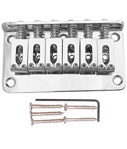 sdhengyee 78MM Metal Fixed Hardtail Saddle Bridge Top Load Guitar Tailpiece for 6 String Fender Strat Tele Electric Guitar, Chrome