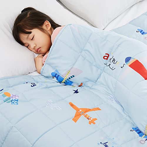 Hosukko Weighted Blanket Kids, Weighted Blanket For Kids 5 Lbs Blue Airplane Heavy Blanket For Children, Toddler Weighted Blankets For Toddler, Kids Weighted Blanket (36 * 48 Inches, 5 Lbs) #TOP4