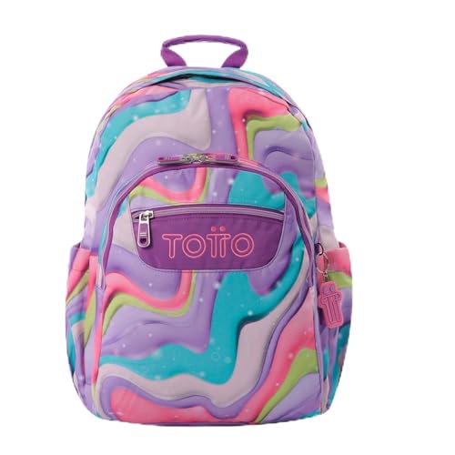 Mochila Escolar TOTTO Acuareles de 20 L con Bolsillo para Pc de 14 Pulgadas Estampado Ferri Morado