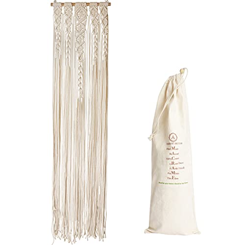Aakriti Galerie Handgemachte Macrame Hanging Tapestry - Hand gewebt, Boho Chic Bohemian Wand-Deko für Wohnzimmer, Wohnkultur (L 127 x B 30 cm) Cover