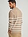 PJ PAUL JONES Men Quarter Zip Up Sweater Long Sleeve Fashion Striped Cable Knit Pullover Polo Sweater Khaki