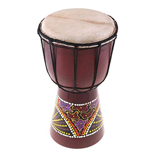 Tambour africain 15 cm en bois sculpté main et peau de chèvre authentique HUIOP