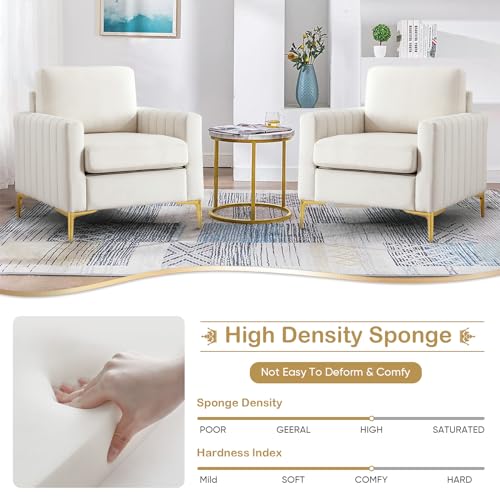 Sillón Plegable Moderna Terciopelo Beige miniatura 2