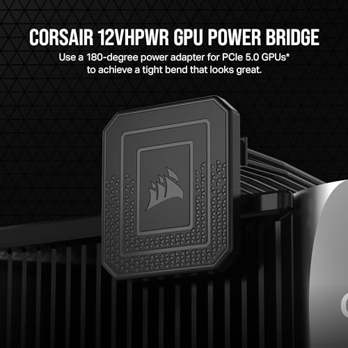 Image of Corsair PCIe 5.0 12VHPWR GPU Power Bridge - for NVIDIA GeForce RTX 40 Series - 180 Bend - Right-Angle Adapter - Clean Cabling - Only for Use with PCIe 5.0 12VHPWR GPUs - Black