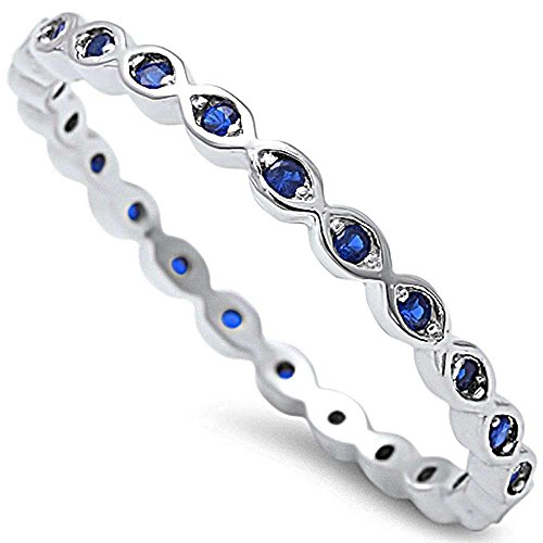 CloseoutWarehouse Cubic Zirconia Stackable Endless Eternity Ring Sterling Silver (Color Options, Sizes 3-15)