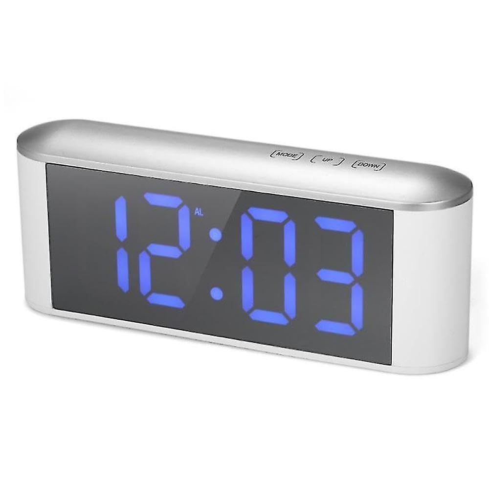 JOYHAPPST Alarm Clock For Bedroom,digital Clock Display, 3 Levels Brightness, For Home Bedroom Decor-white Shell Blue Word